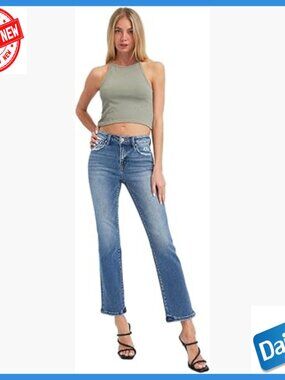 Mid Rise Straight Leg Jeans, 28.5 Inseam, Comfort Stretch Denim